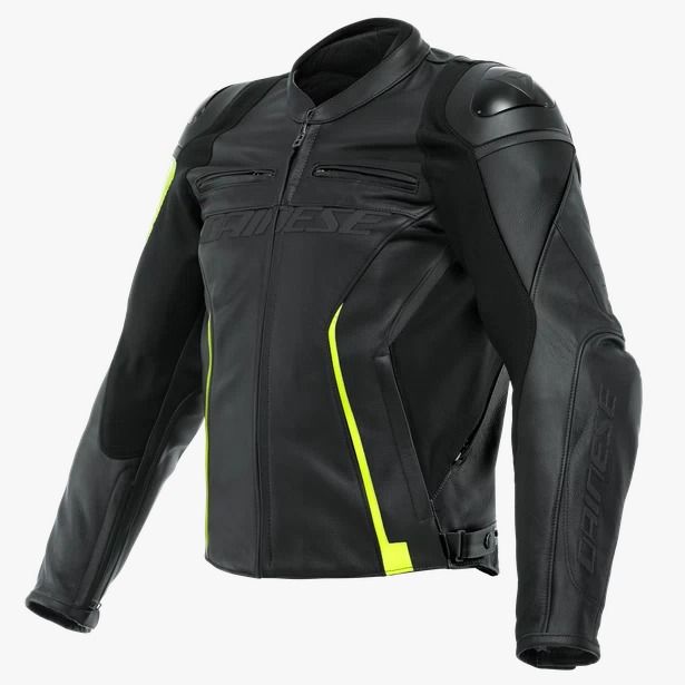Dainese VR46 Curb Leather Jacket Black Fluo Yellow : Delivery in 5 days